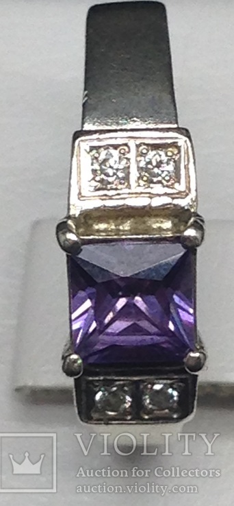 Кольцо, цирконы, фиолетовый камень, фото №8