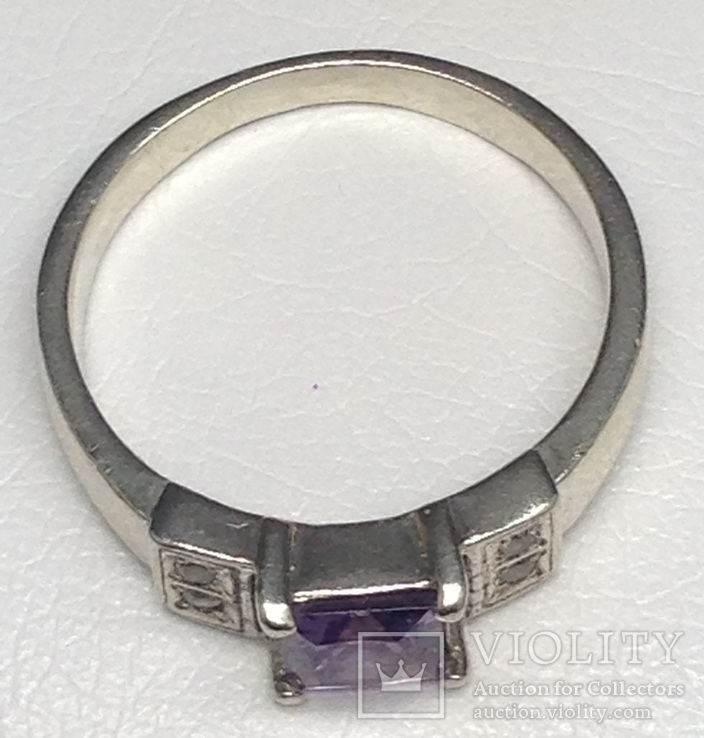 Кольцо, цирконы, фиолетовый камень, фото №9