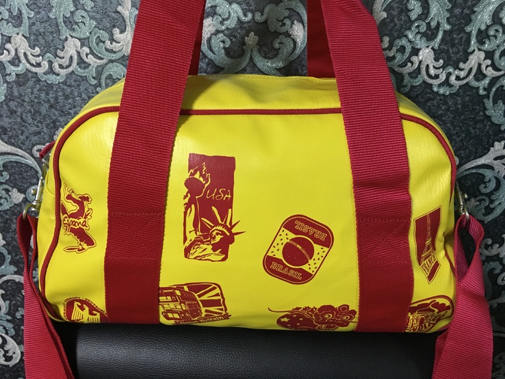 Качественная, дорожная, кожаная, сумка DHL, фото №4