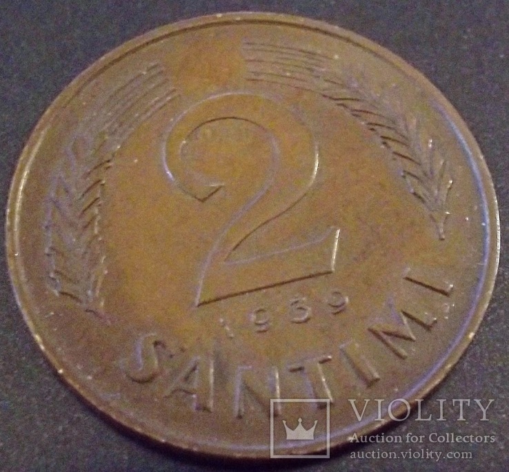  2 сантіма 1939року. Латвія (тільки один рік цього типу), фото №2