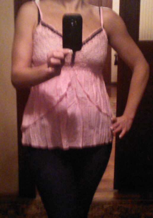 Майка-туника-блузка с деревянными бусами розовая рр С, фото №4