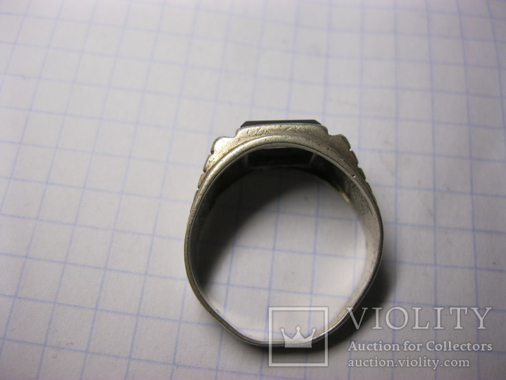 Перстень 925 пр с чёрным камнем, фото №4