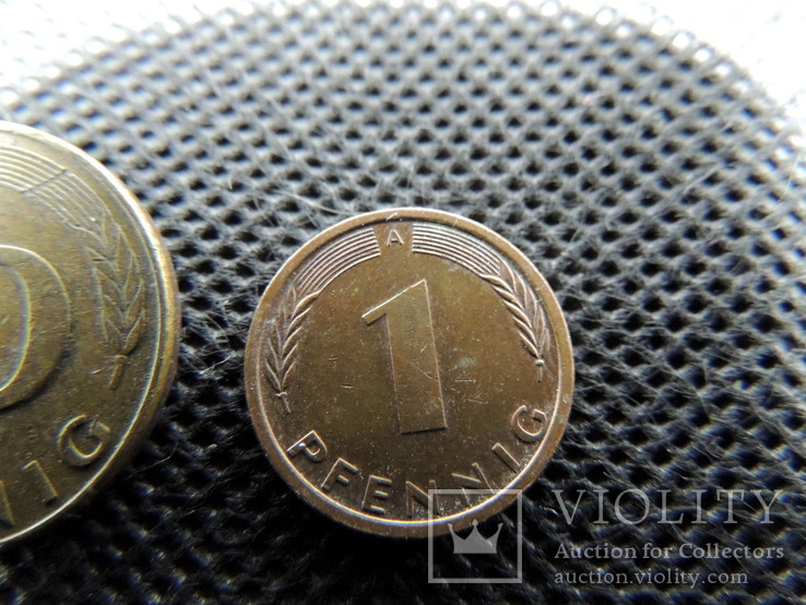 Германия 2 монеты цена за обе 10 и 1 пфенниг 1990 и 1996 года, фото №4