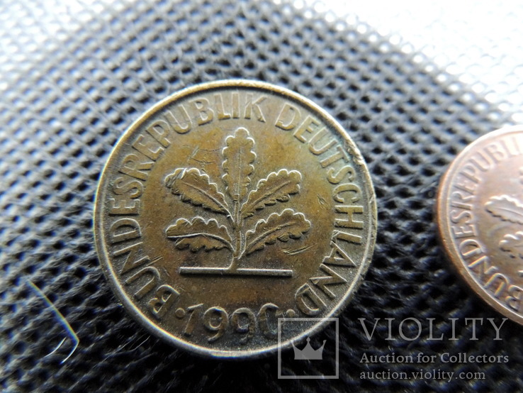 Германия 2 монеты цена за обе 10 и 1 пфенниг 1990 и 1996 года, фото №6