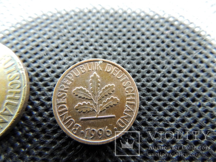 Германия 2 монеты цена за обе 10 и 1 пфенниг 1990 и 1996 года, фото №7