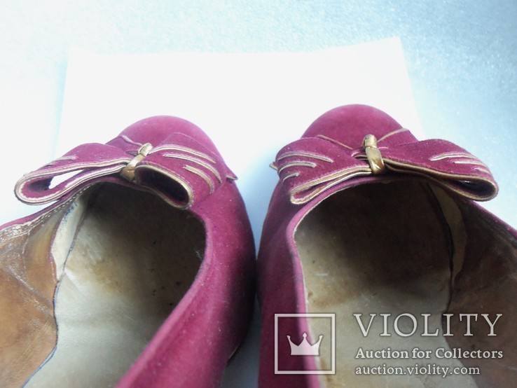 Женские туфли Германия до 1945 года. Замшевые с позолотой., фото №10