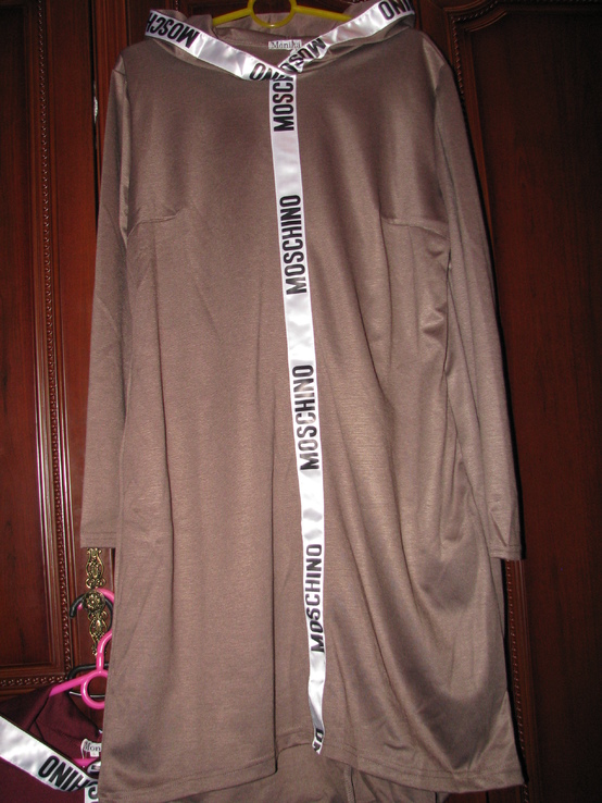 Платье в спортивном стиле с капюшоном цвет капучино рр С, фото №2