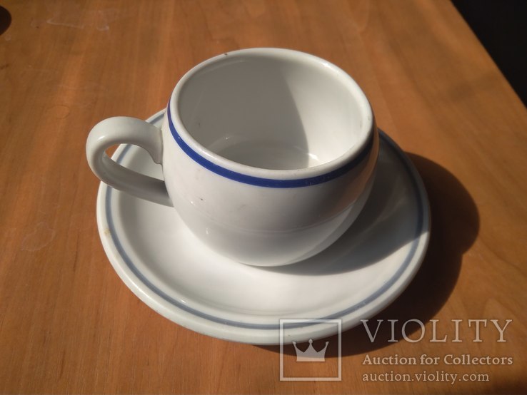 Комплект ДАФ чашка+блюдце с голубой полосой, фото №2