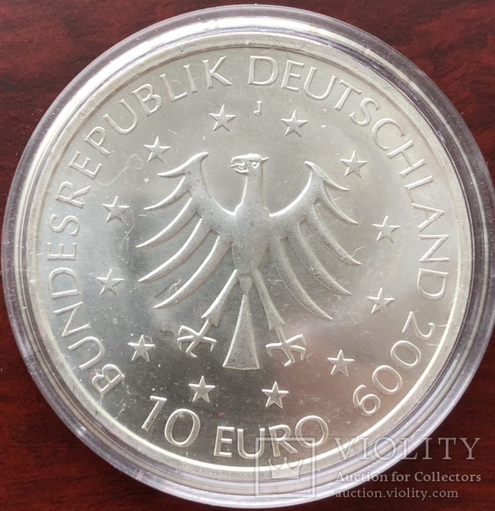 10 евро 2009 Германия, 100 лет со дня рождения графини Марион Дёнхофф, серебро, фото №3