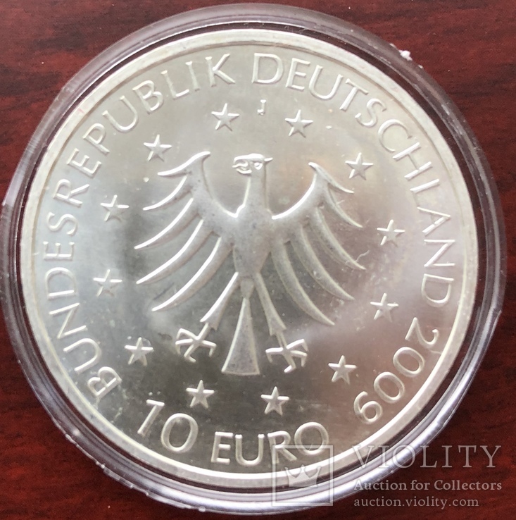 10 евро 2009 Германия, 100 лет со дня рождения графини Марион Дёнхофф, серебро, фото №5