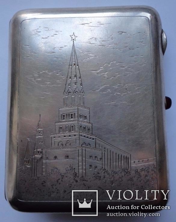 Портсигар Кремль 170 грамм серебро 875, фото №2