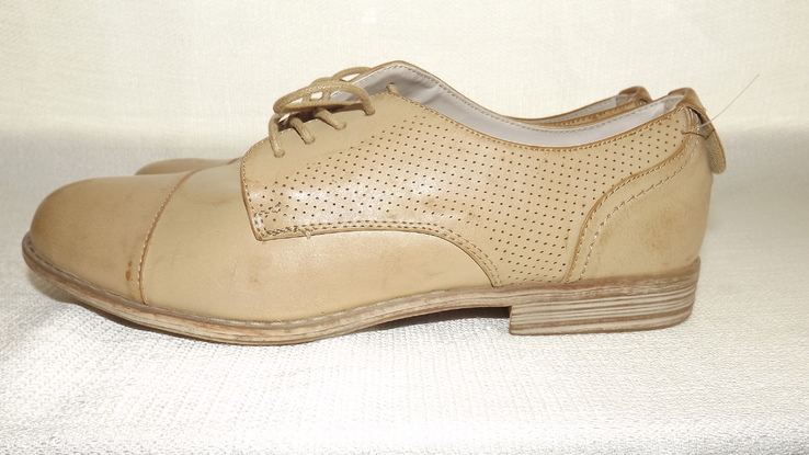 Туфли 26 стелька,браги бежевые шнуровка Casual Bygemo, фото №4