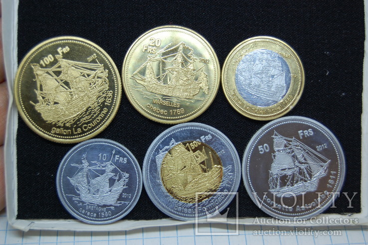 Набор 6 монет франки 2012г Французские Австралийские территории. Корабли, фото №2