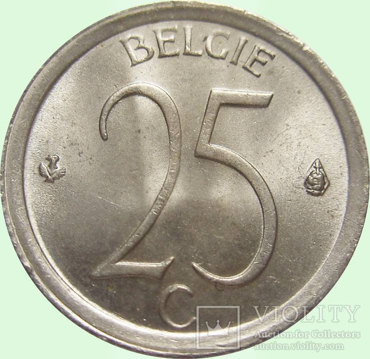 143.Бельгия 25 сантимов, 1974 год,надпись на голландском - 'BELGIE', фото №3