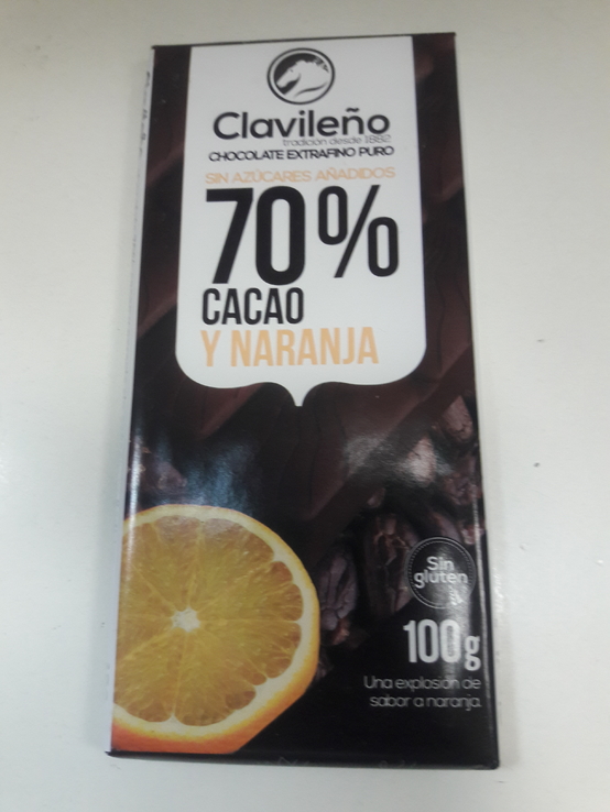 Шоколад Черный CLAVILENO апельсин 70% сасао , без сахара 100г, фото №4