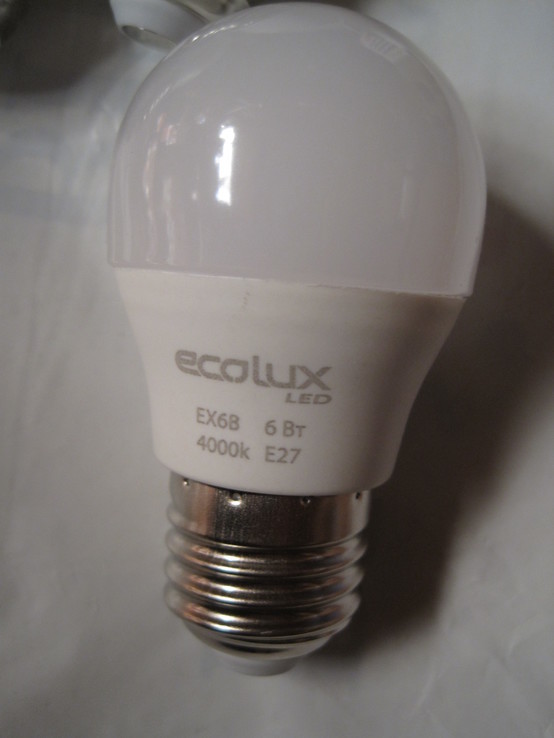 LED лампа  6W Е27 4000K EcoLux ,,Шарик,,в лоте 6 лампочек №1, photo number 7
