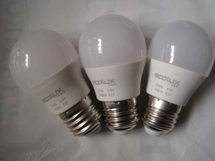 LED лампа  6W Е27 4000K EcoLux ,,Шарик,,в лоте 5 лампочек №3, photo number 6