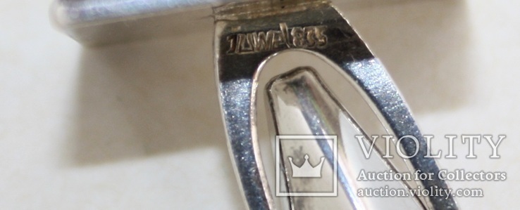 Симпатичные серебряные запонки "JUWEL 835", фото №6