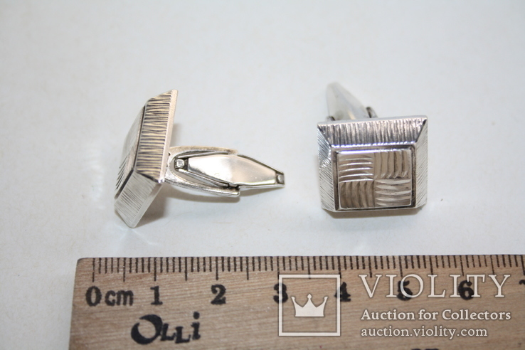 Симпатичные серебряные запонки "JUWEL 835", фото №7