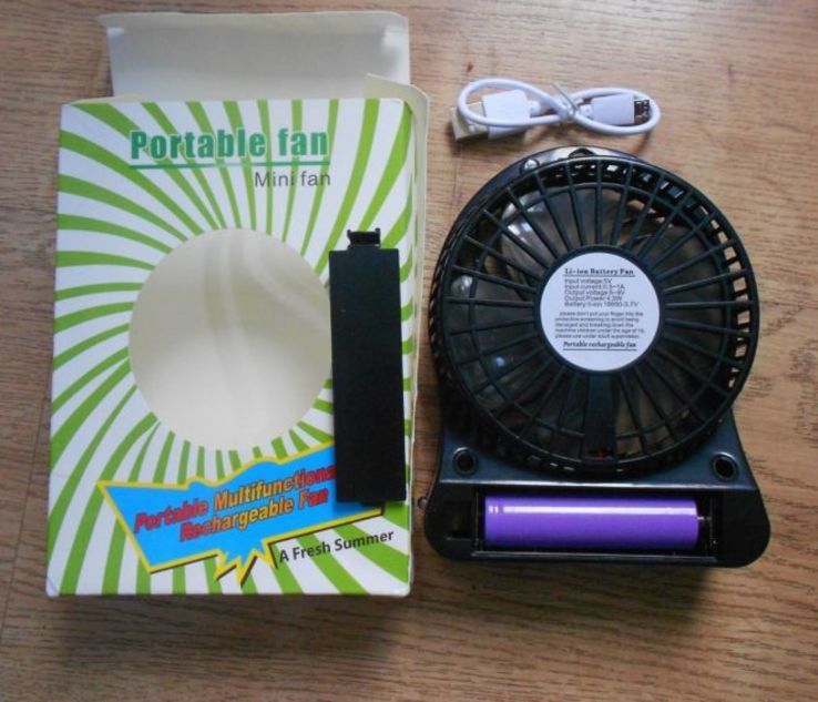 Портативный вентилятор аккумуляторный настольный USB 18650 MINI FA №3, фото №4