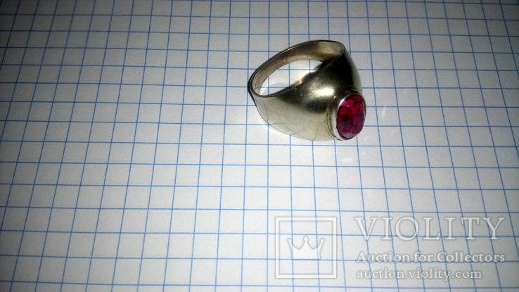 Серебряное кольцо времен СССР с рубином, фото №2