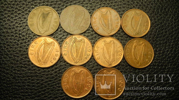 1 пенні Ірландія (порічниця) 10шт, всі різні, фото №2