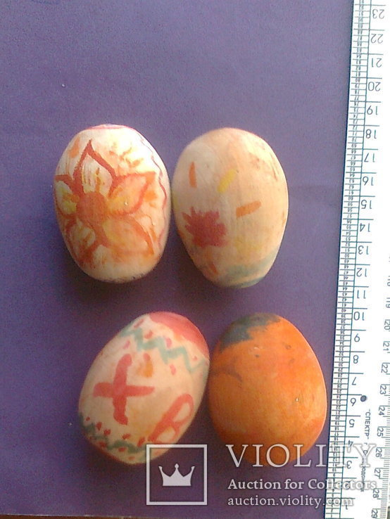 Четыре деревянных пасхальных яйца (детвора немного "разукрасила" акварелью-можно смыть, фото №9