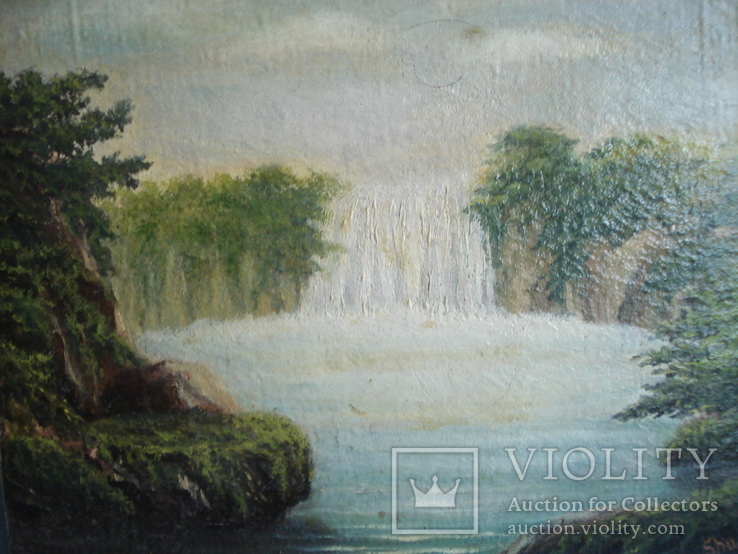 "Водопад" старая картина, подписная., фото №2