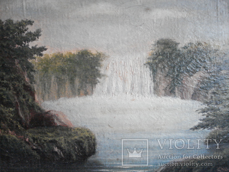 "Водопад" старая картина, подписная., фото №3
