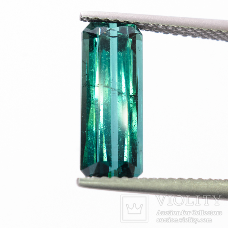 Турмалин индиголит 3.285ct 13x4.6x4.2mm Нигерия, фото №4