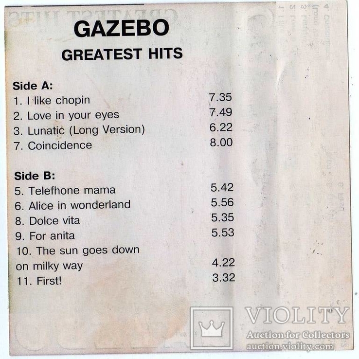 Gazebo (Greatest Hits) 1997. AU. Кассета., фото №8