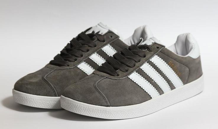 0169 Кроссовки Adidas Gazelle Натуральная замша, Серый 37 разм 23 см Стелька, photo number 9