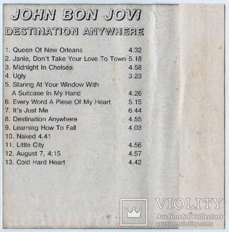 John Bonjovi (Destination Anywhere) 1997.AU. Кассета., фото №3