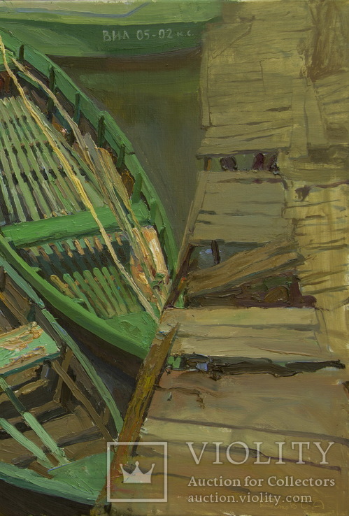 Две лодки.Сергей Костов пленерная живопись, 60х80 см, 2017 г, фото №4