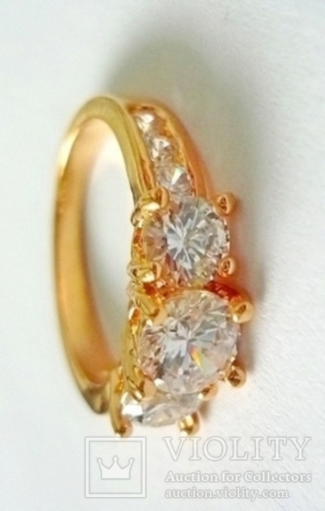 Позолоченное кольцо с кристаллами., фото №4