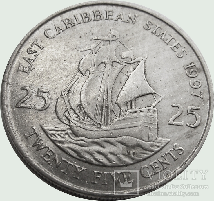 80.Восточные Карибы 25 центов, 1997г., Каравелла