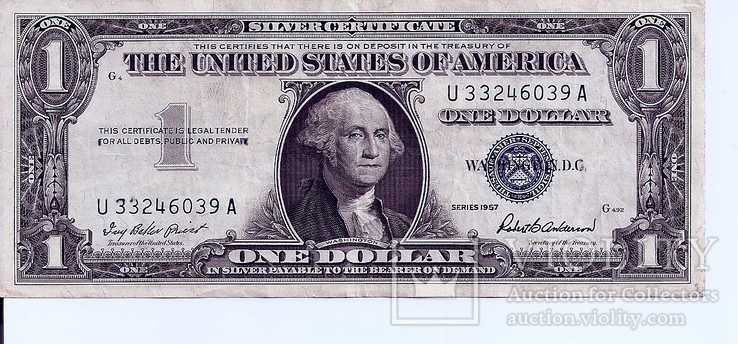 $1 доллар США  1957  Silver Certificate XF 6039 A (134)