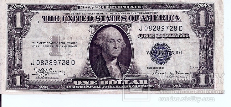 1 доллар США 1935-B Silver Certificate  9728 D (148), фото №2