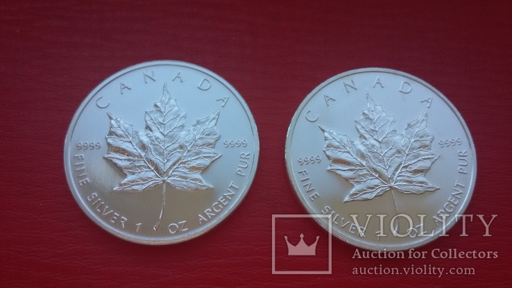 5+5 кленовый лист,Канада.(2 унцовки), фото №2