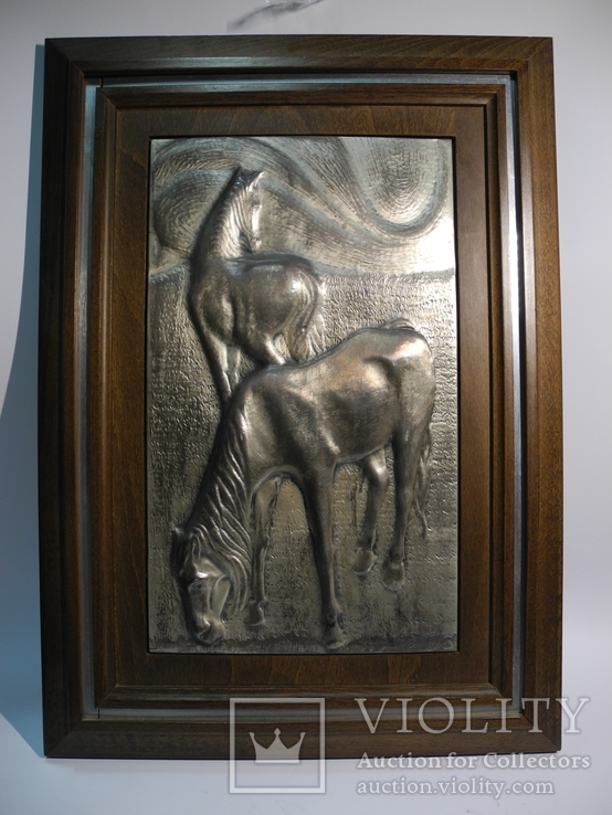 Картина на серебре 925 пр. " Кони " ( Автор BRUNEL ), фото №2