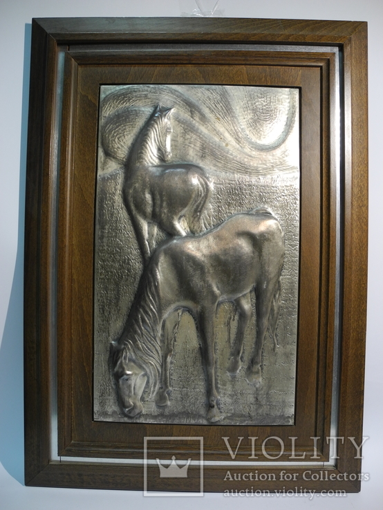 Картина на серебре 925 пр. " Кони " ( Автор BRUNEL ), фото №3