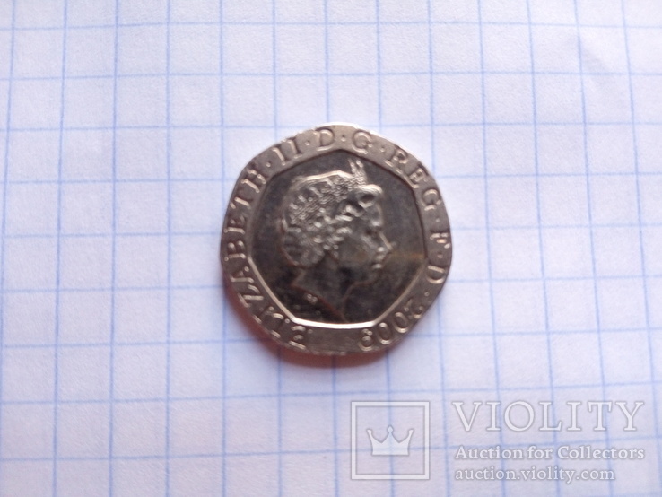 Монета 20 пенсов 2009 года, фото №2