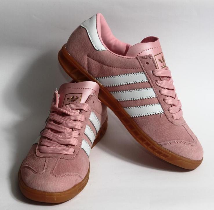 0175 Кроссовки Adidas Hamburg, Розовые, Натуральная замша 40 размер 25.5 см стелька, photo number 5