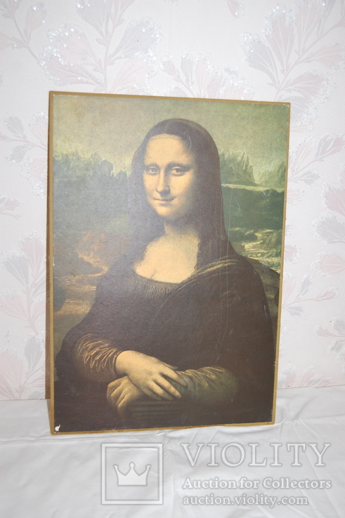 Репродукция на подрамнике. Мона Лиза, Джаконда. 35х50см. ГДР, фото №3