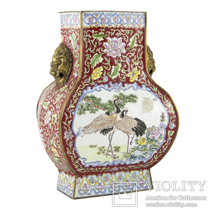 Бронзовая ваза с эмалями Клуазоне, фото №2