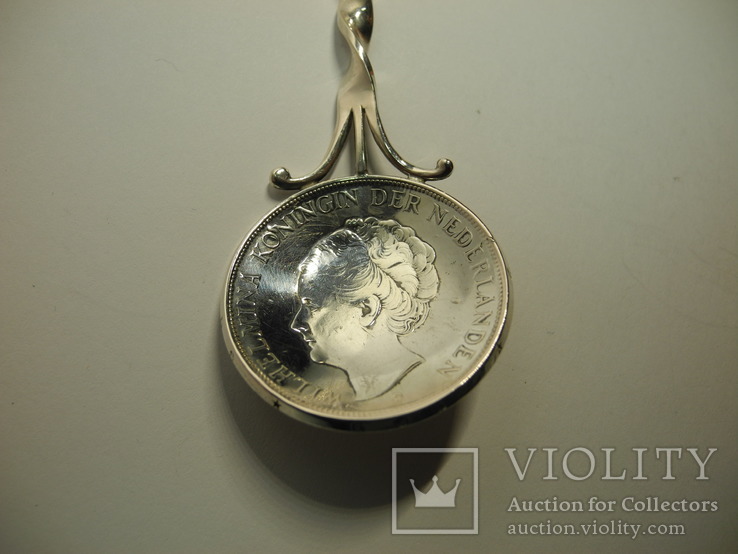 Коллекционная серебряная Ложка с монеты ( вес 38 гр ), фото №7
