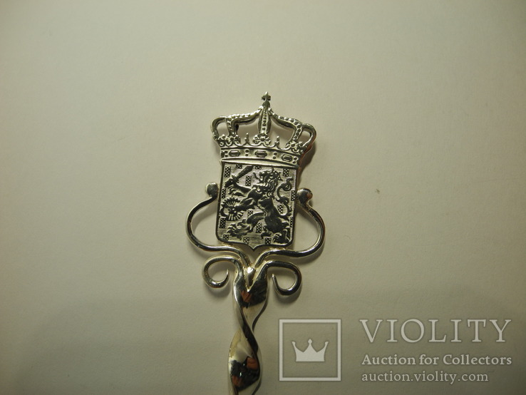 Коллекционная серебряная Ложка с монеты ( вес 38 гр ), фото №8