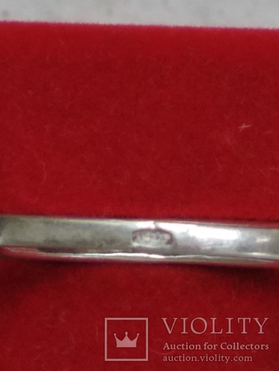 Кольцо серебряное с белым камешком, фото №4