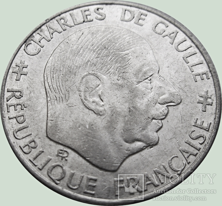 180.Франция 1 франк, 1988 г., 30 лет Пятой Республике, фото №3