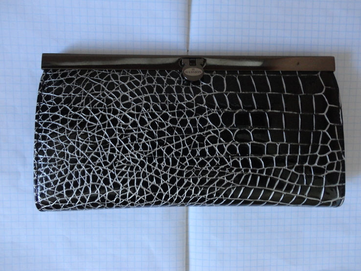 Женский кожаный кошелек HASSION черный (с глянцевым покрытием), фото №5